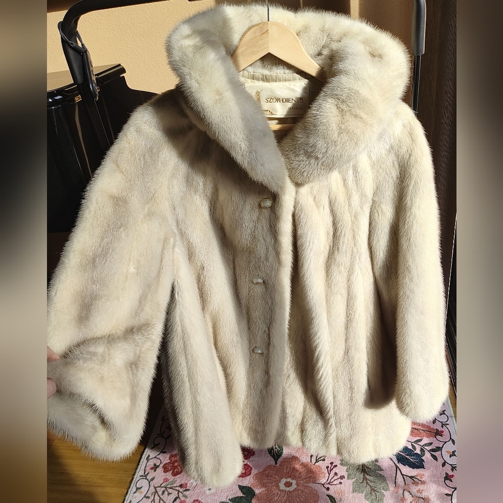 Vintage Szor-Diener Mink Coat Azurene rare quality natural blue gray Large
